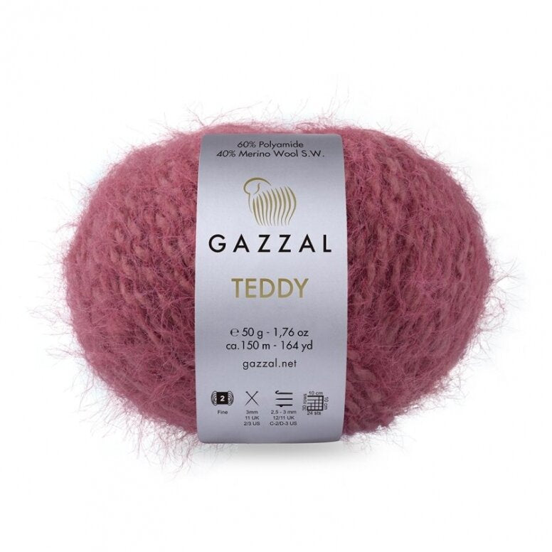 Gazzal Teddy 6549 Rose foncé – fil bouclette mérinos