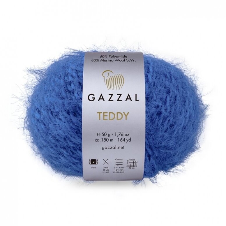 Gazzal Teddy 6563 Bleu roi – fil bouclette mérinos
