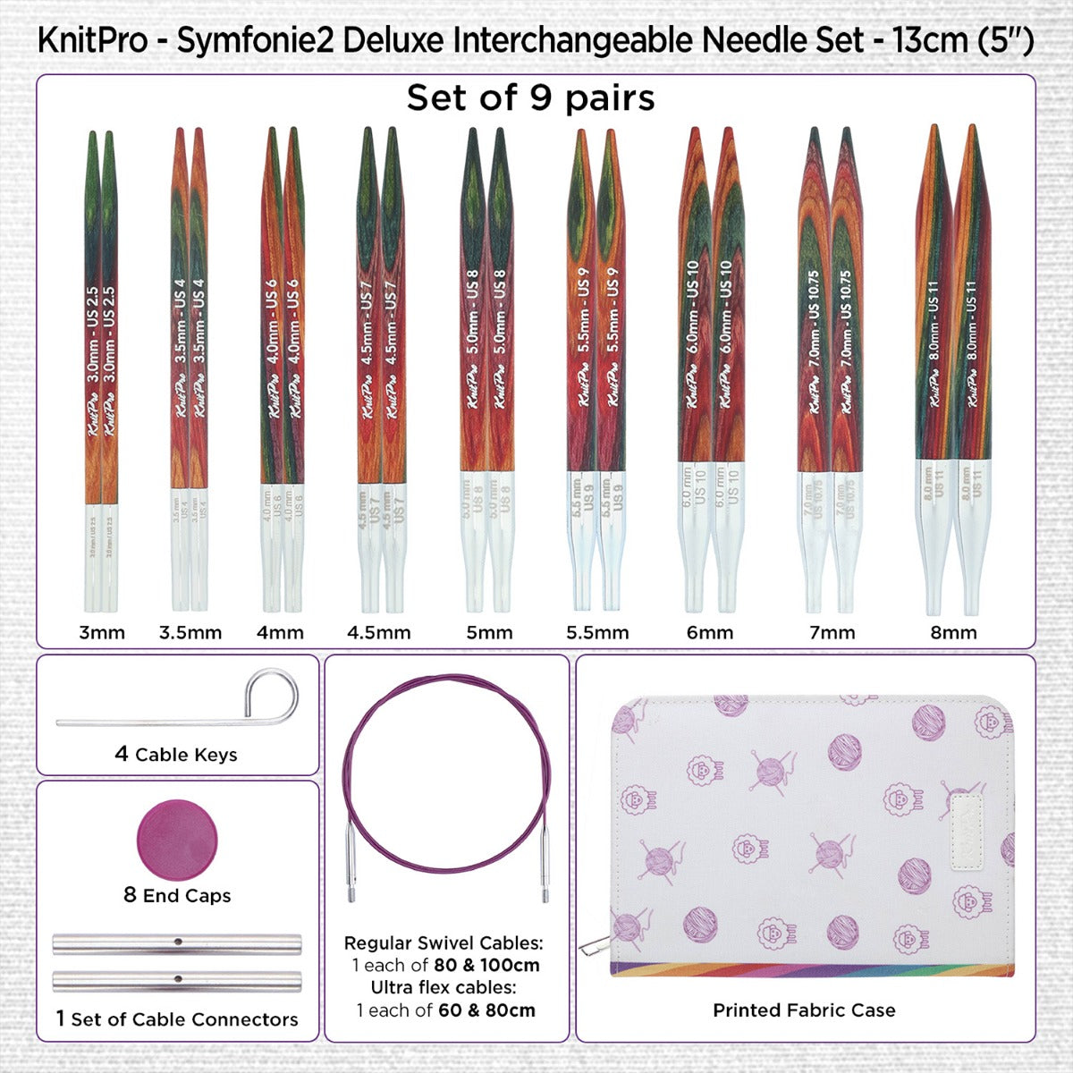 KnitPro Symfonie 2 Deluxe Interchangeable Needle Set (13 cm)