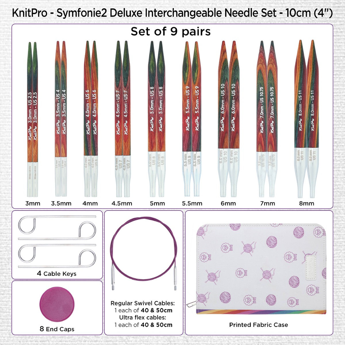KnitPro Symfonie 2 Deluxe Special Interchangeable Needle Set (10 cm)