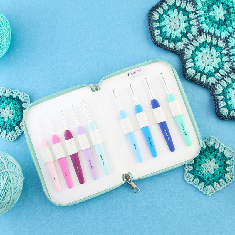 KnitPro Waves 2.0 Deluxe tamborēšanas āķu komplekts (9 gab.)