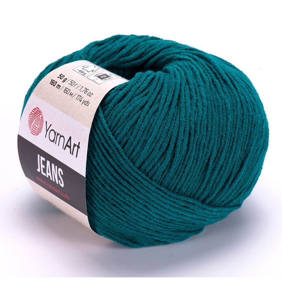 YarnArt Jeans 63 Tumši zilzaļa – kokvilnas un akrila dzija