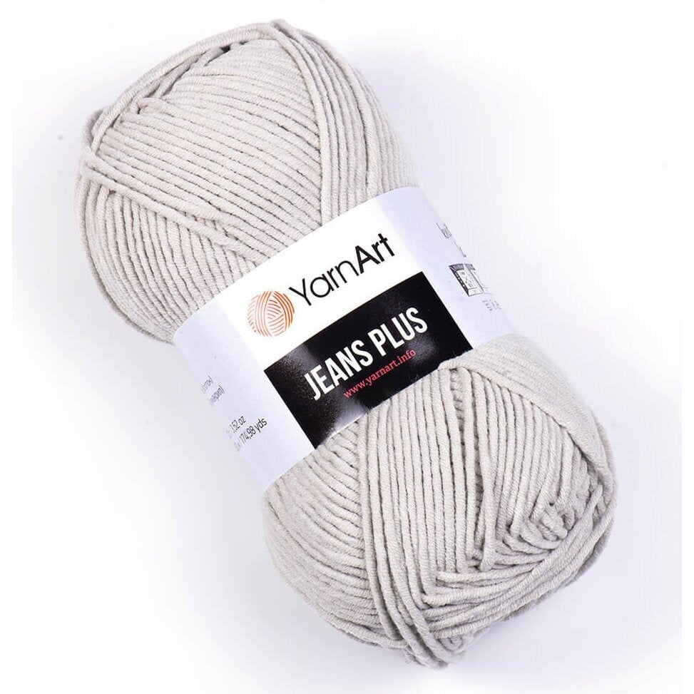 YarnArt Jeans Plus 49 Светло-серый – толстая пряжа из хлопка с акрилом