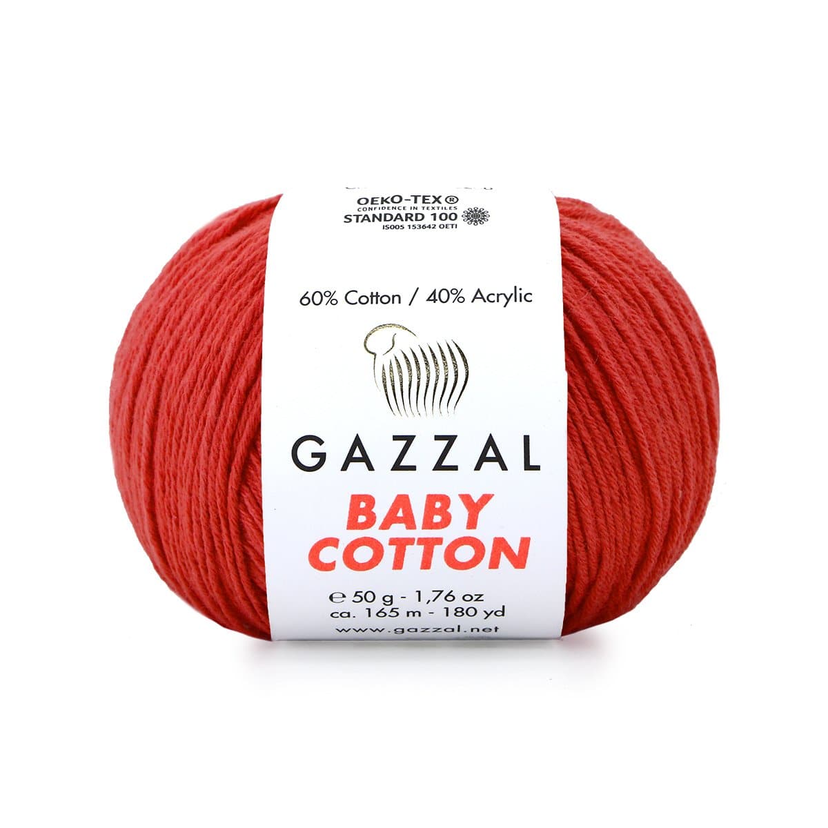 Gazzal Baby Cotton 3418 Erkpunane – puuvilla-akrüülist beebilõng