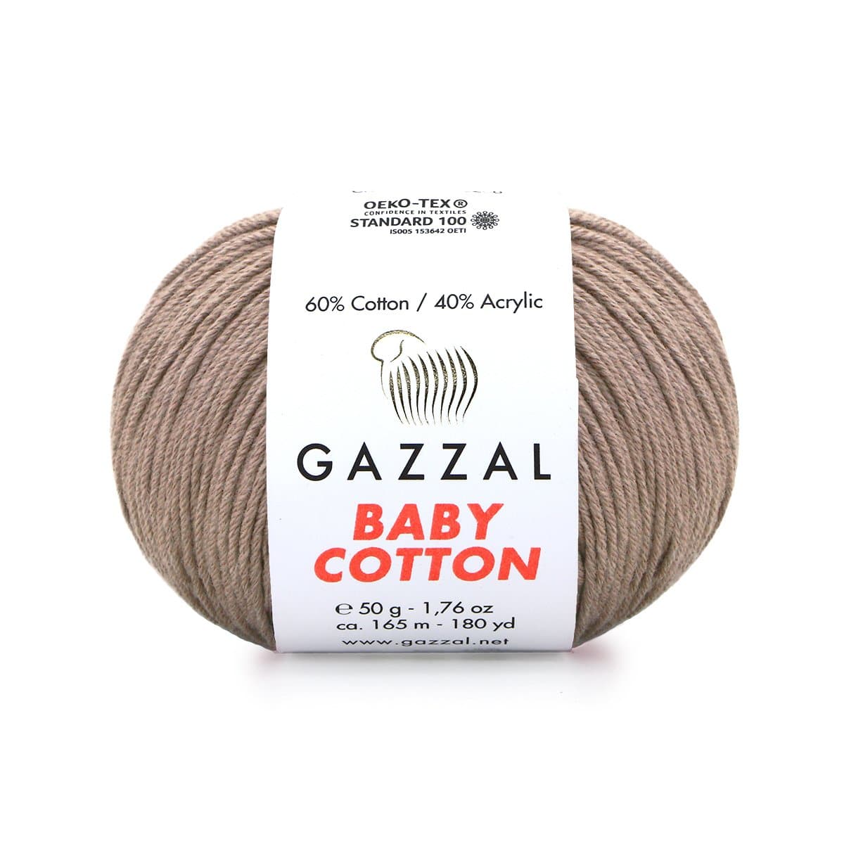 Gazzal Baby Cotton 3434 Taupe – puuvilla-akrüülist beebilõng