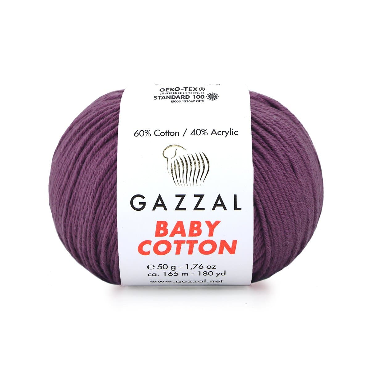 Gazzal Baby Cotton 3441 Baklažaan – puuvilla-akrüülist beebilõng