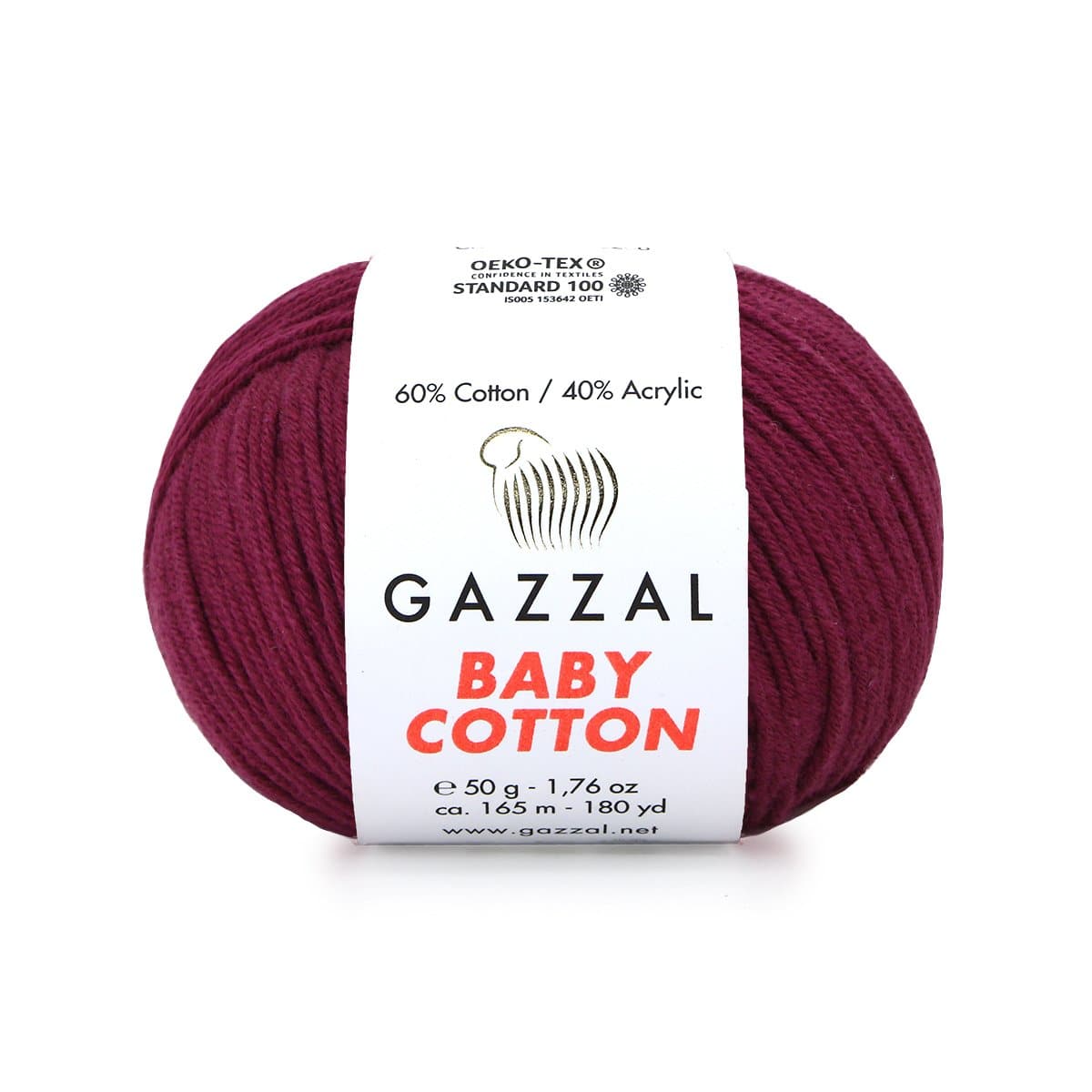 Gazzal Baby Cotton 3442 Bordoo – puuvilla-akrüülist beebilõng