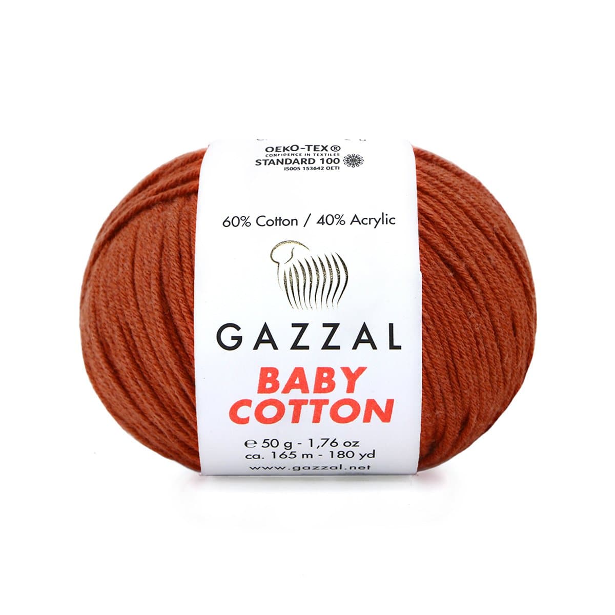 Gazzal Baby Cotton 3453 Roostepruun – puuvilla-akrüülist beebilõng