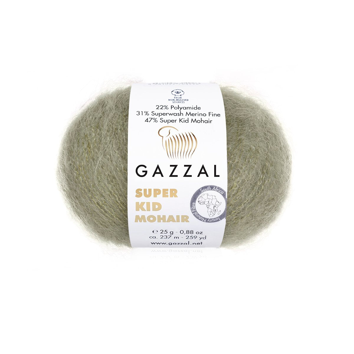 Gazzal Super Kid Mohair 64407 Grey Green – kid mohair merino yarn