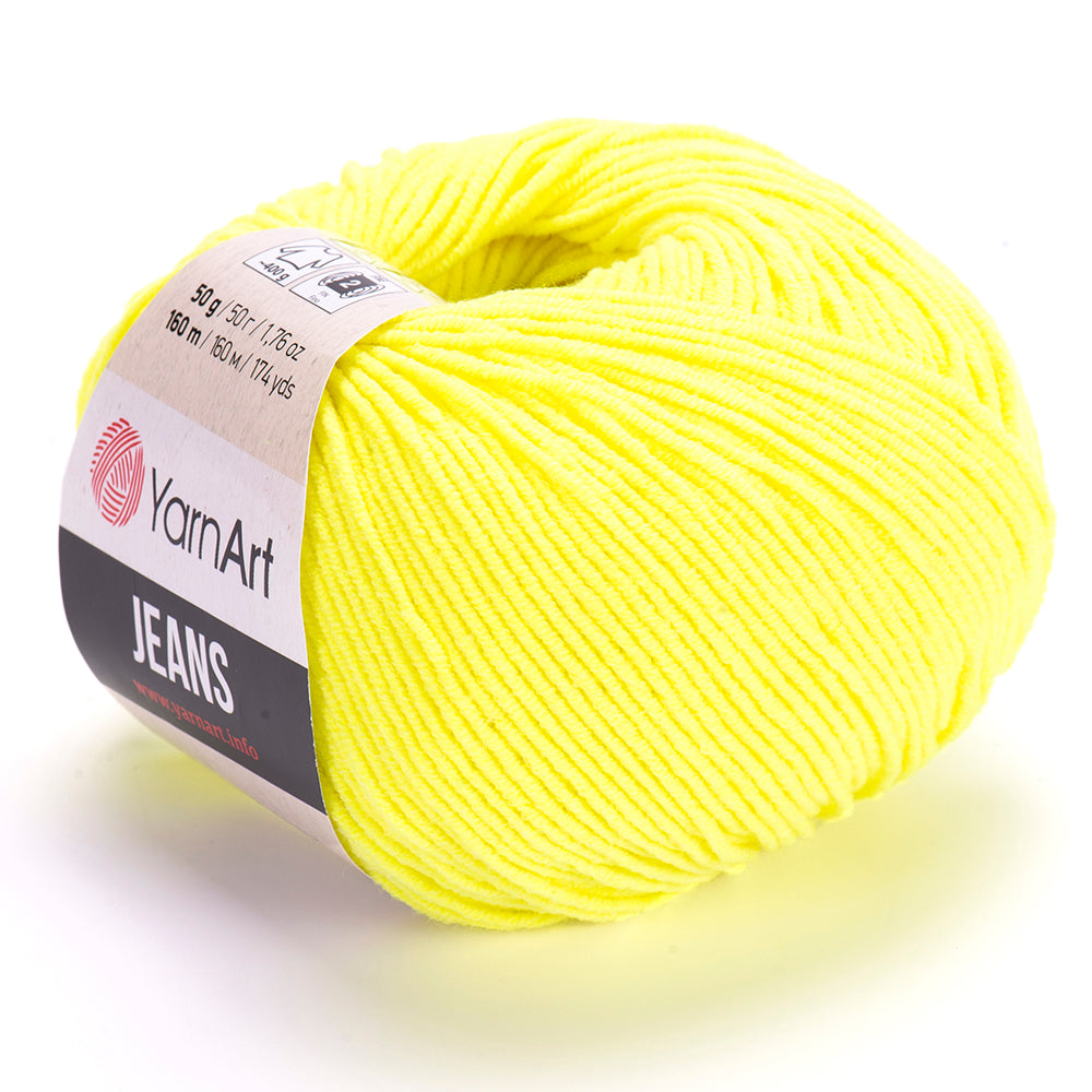 YarnArt Jeans 58 Neona dzeltena – kokvilnas un akrila dzija