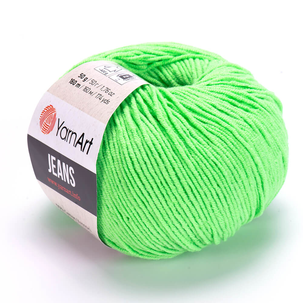 YarnArt Jeans 60 Neona zaļa – kokvilnas un akrila dzija