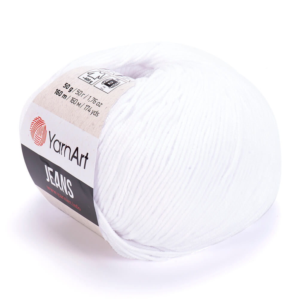 YarnArt Jeans 62 Balta – kokvilnas un akrila dzija