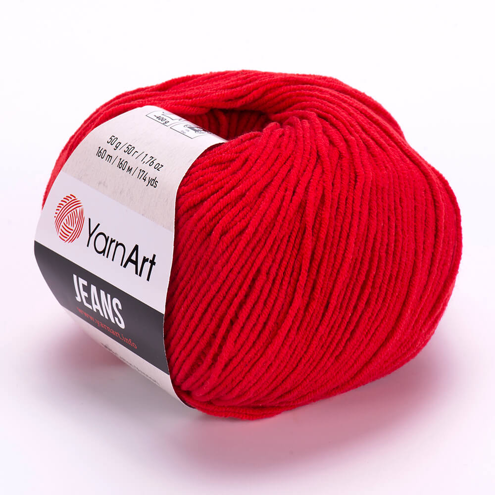 YarnArt Jeans 90 Spilgti sarkana – kokvilnas un akrila dzija