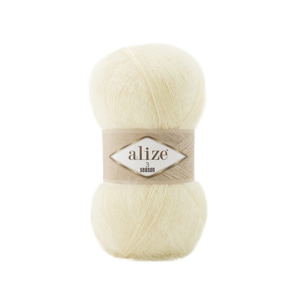 Alize 3 Season 01 Cream – light acrylic yarn with mohair and wool