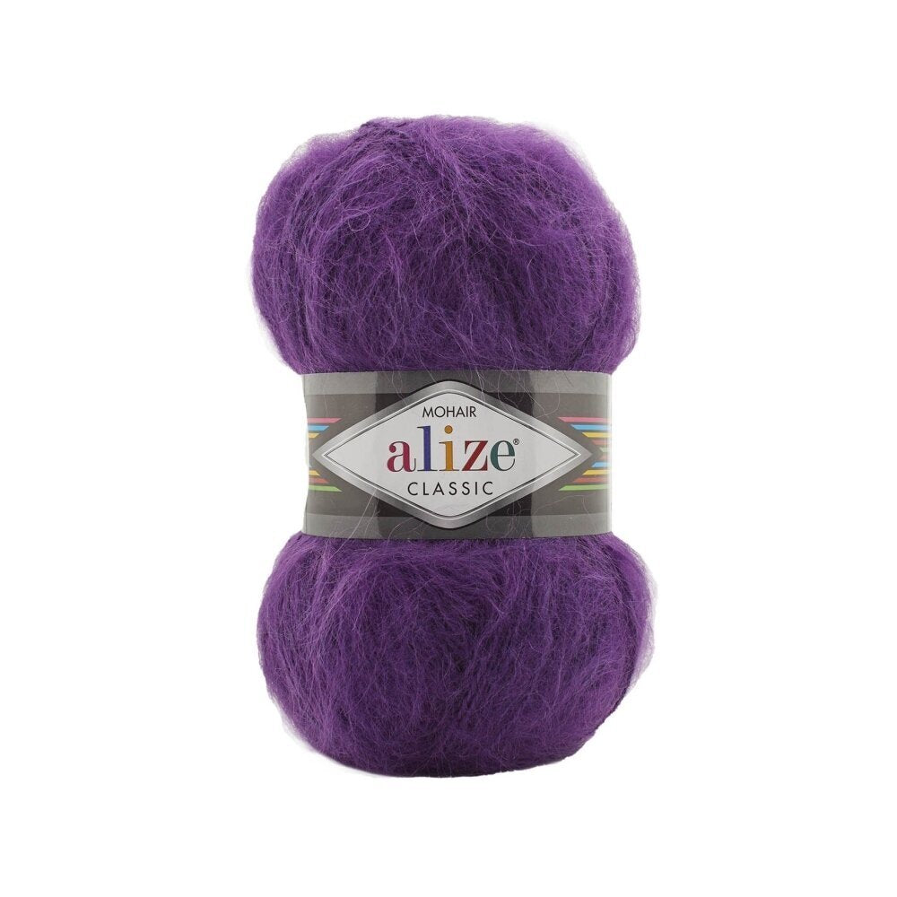 Alize Mohair Classic 863 Baklažāna – akrila dzija ar mohēru un vilnu