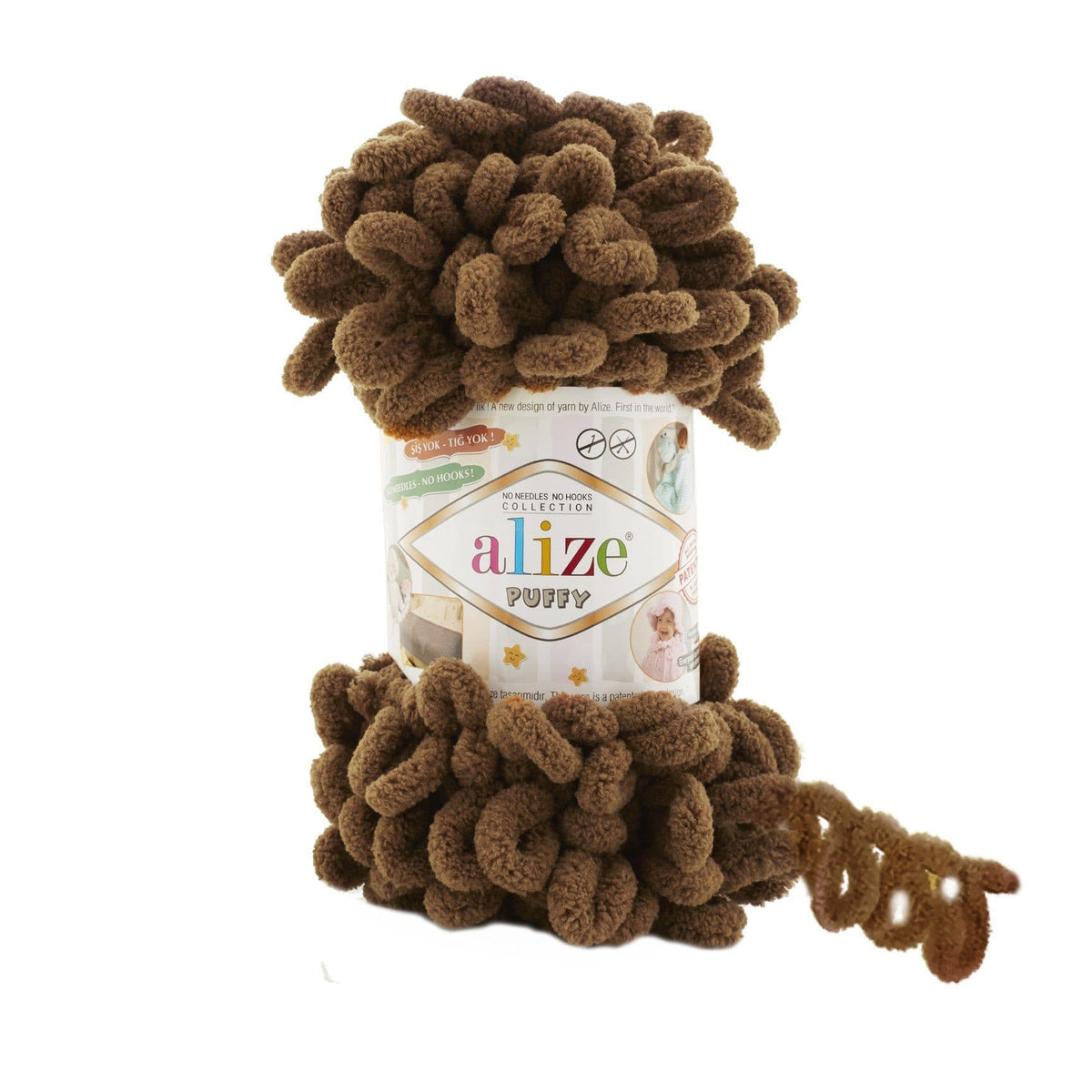 Alize Puffy 321 Marron – fil à boucles
