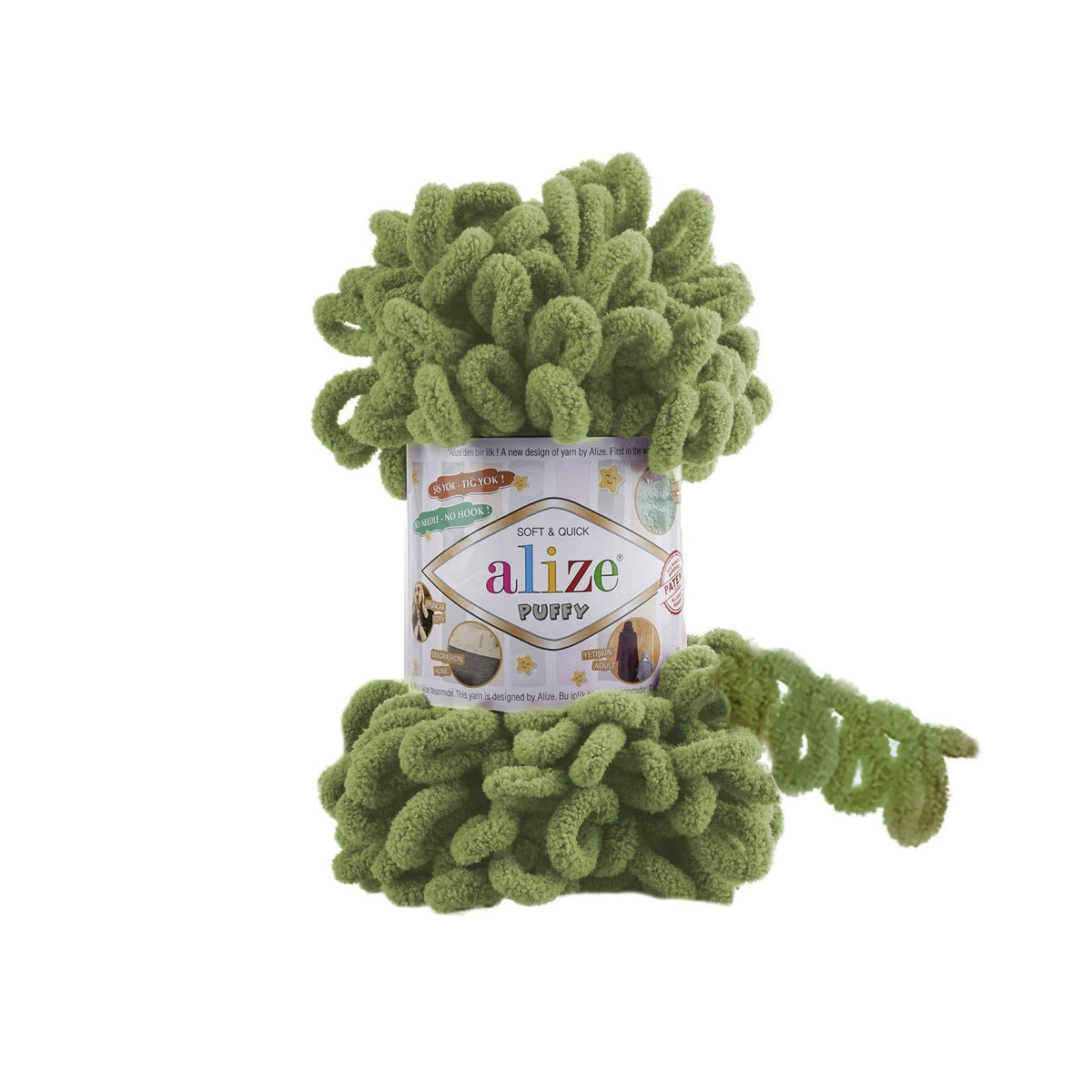 Alize Puffy 485 Olive – fil à boucles