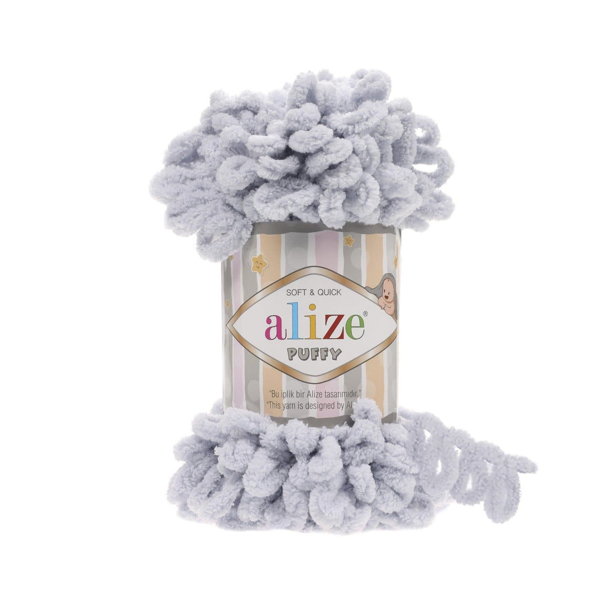 Alize Puffy 416 Gris clair – fil à boucles