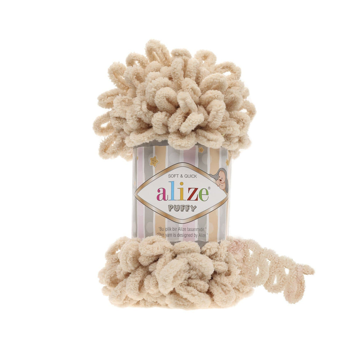 Alize Puffy 310 Sable – fil à boucles