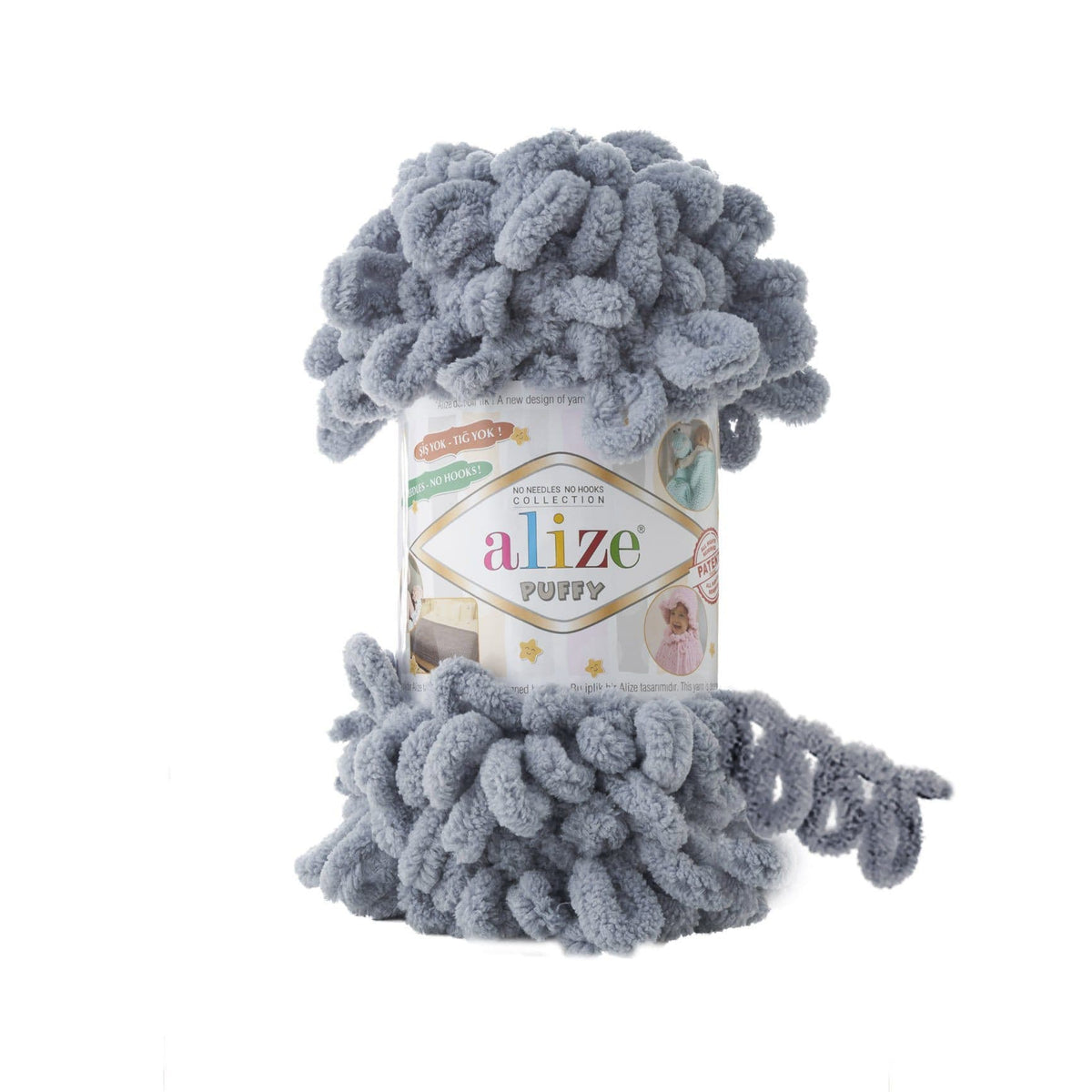 Alize Puffy 428 Gris foncé – fil à boucles