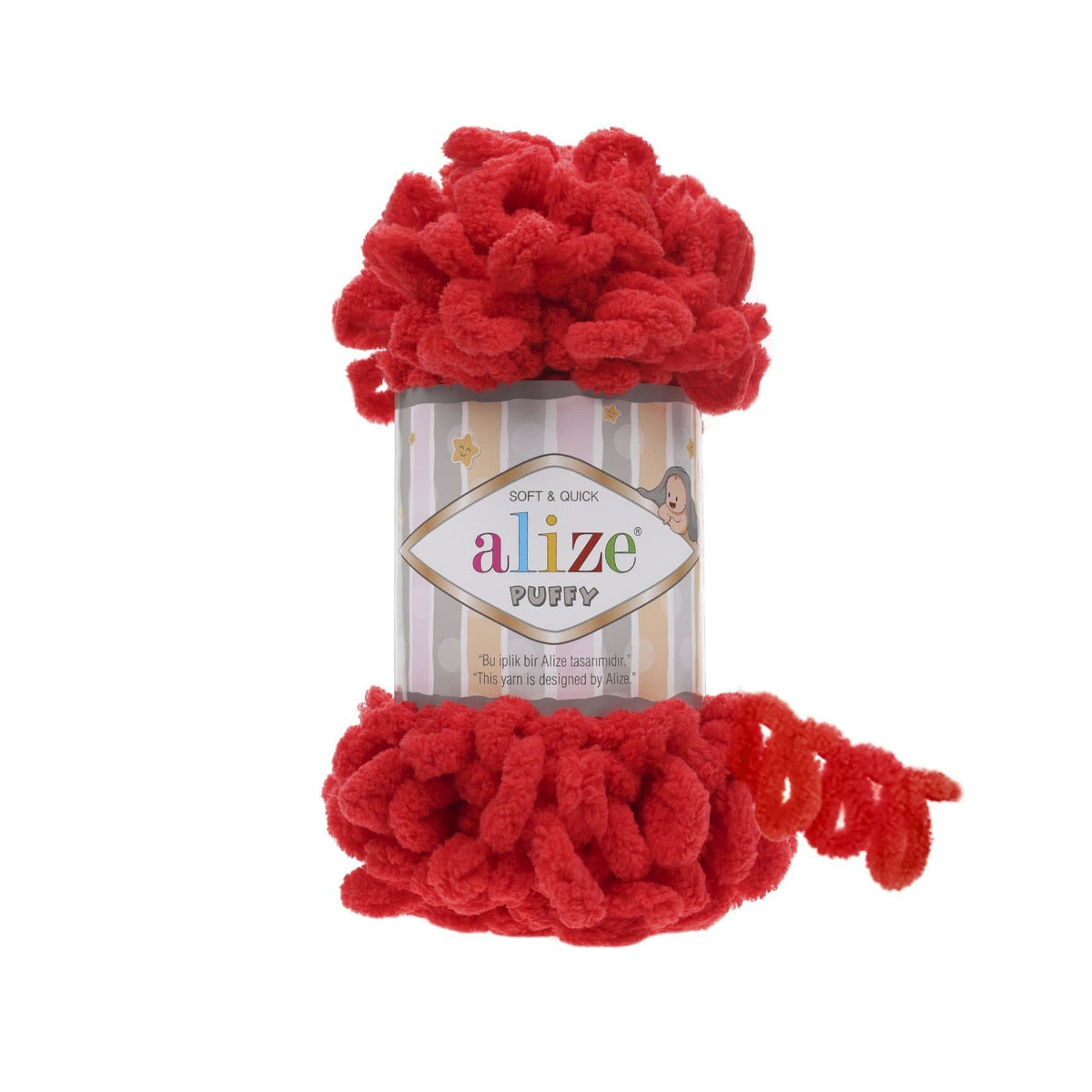 Alize Puffy 56 Rouge – fil à boucles