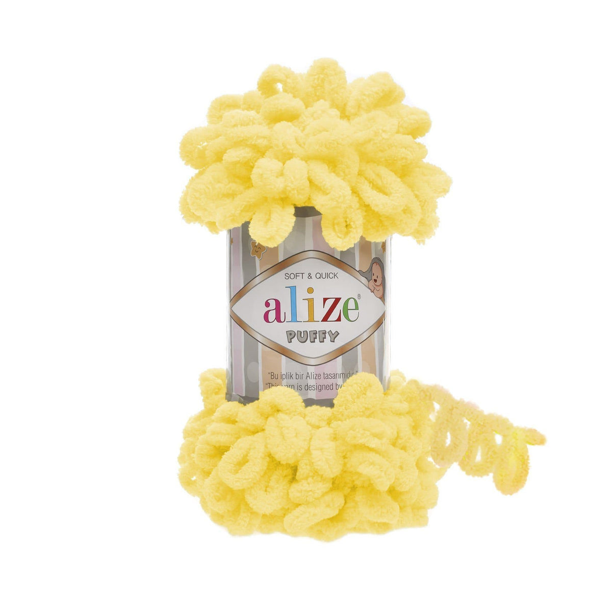 Alize Puffy 216 Jaune clair – fil à boucles