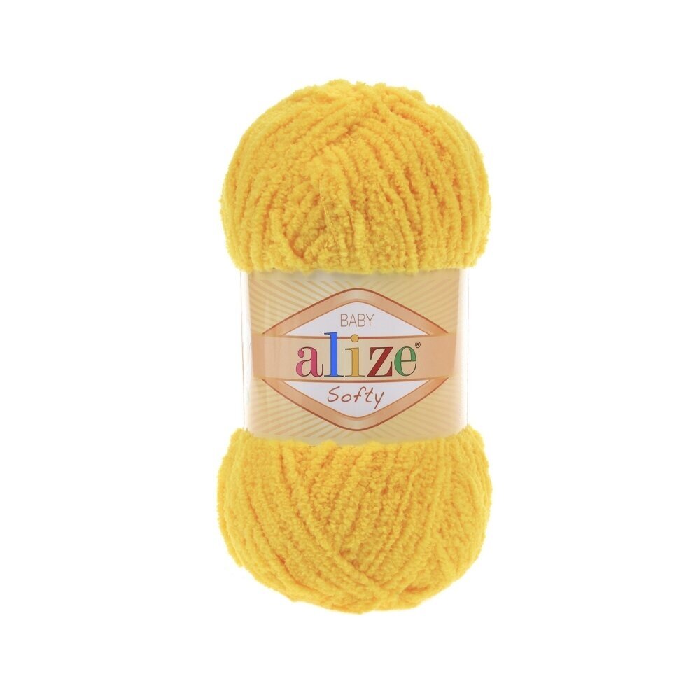 Alize Softy Baby 216 Dzeltena – plīša dzija mazuļiem