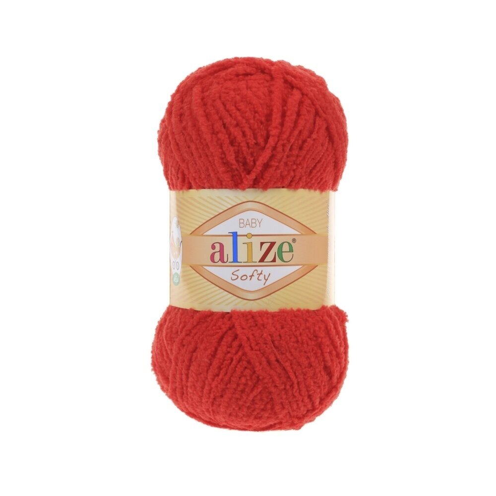 Alize Softy Baby 56 Spilgti sarkana – plīša dzija mazuļiem